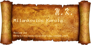 Milankovics Karola névjegykártya